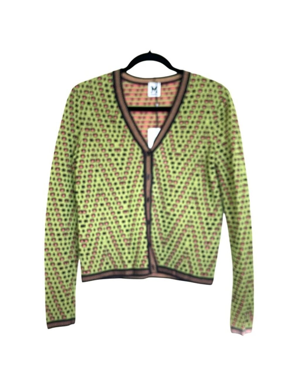 Missoni Geometric Button Up Green Brown Sweater Cardigan Size 40 US 4 NWT